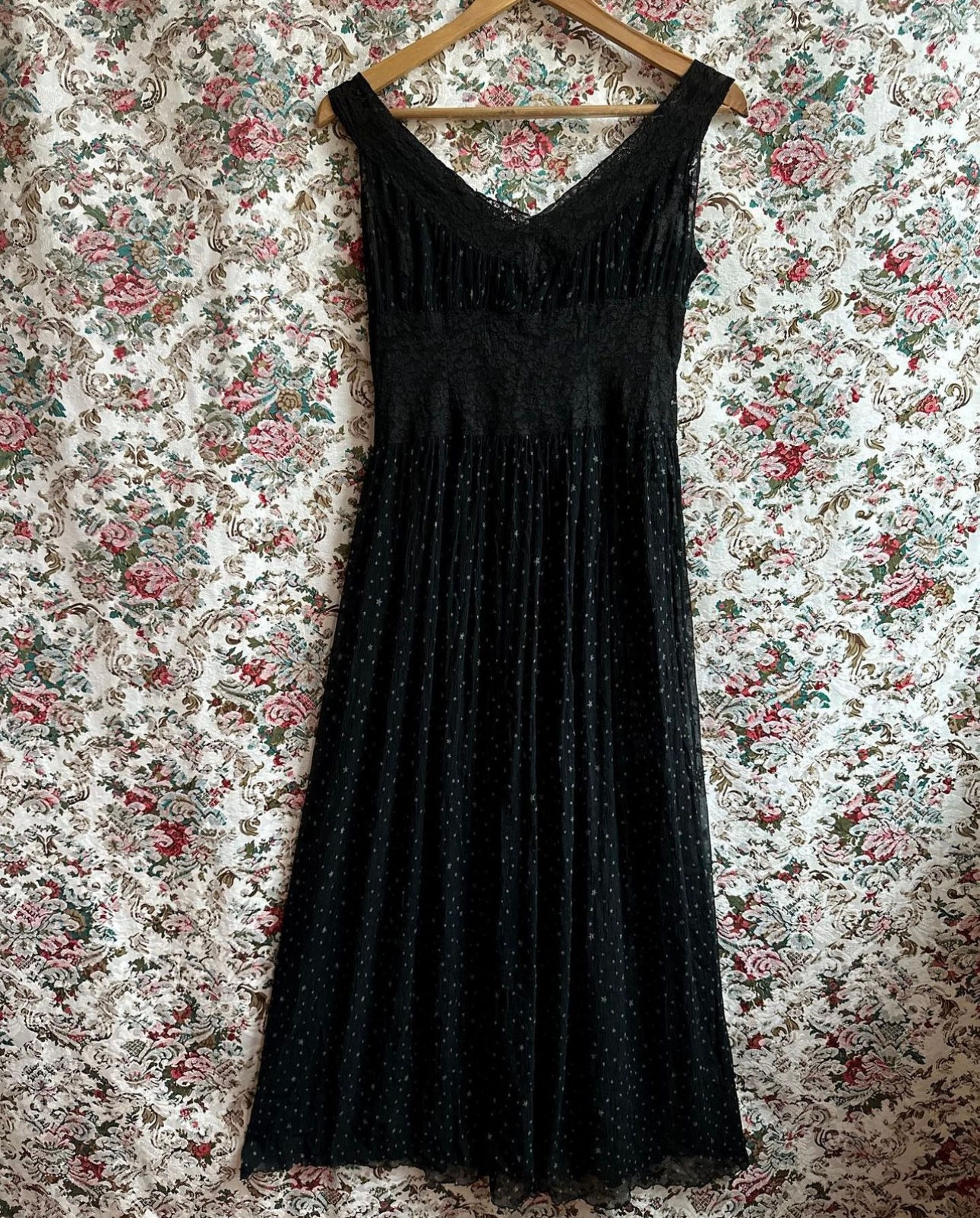 Camisola l vintage 1930 Chiffon Seda estrelinhas 