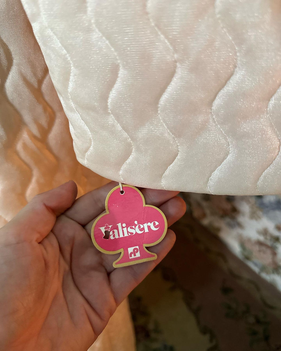 Miniatura: Robe de chambre 1950/60 RHODIA rosa matelassê cet bordados richelieu 