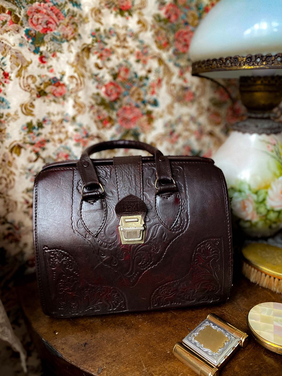 Miniatura: Bolsa/maleta couro tipo medico início século XX 