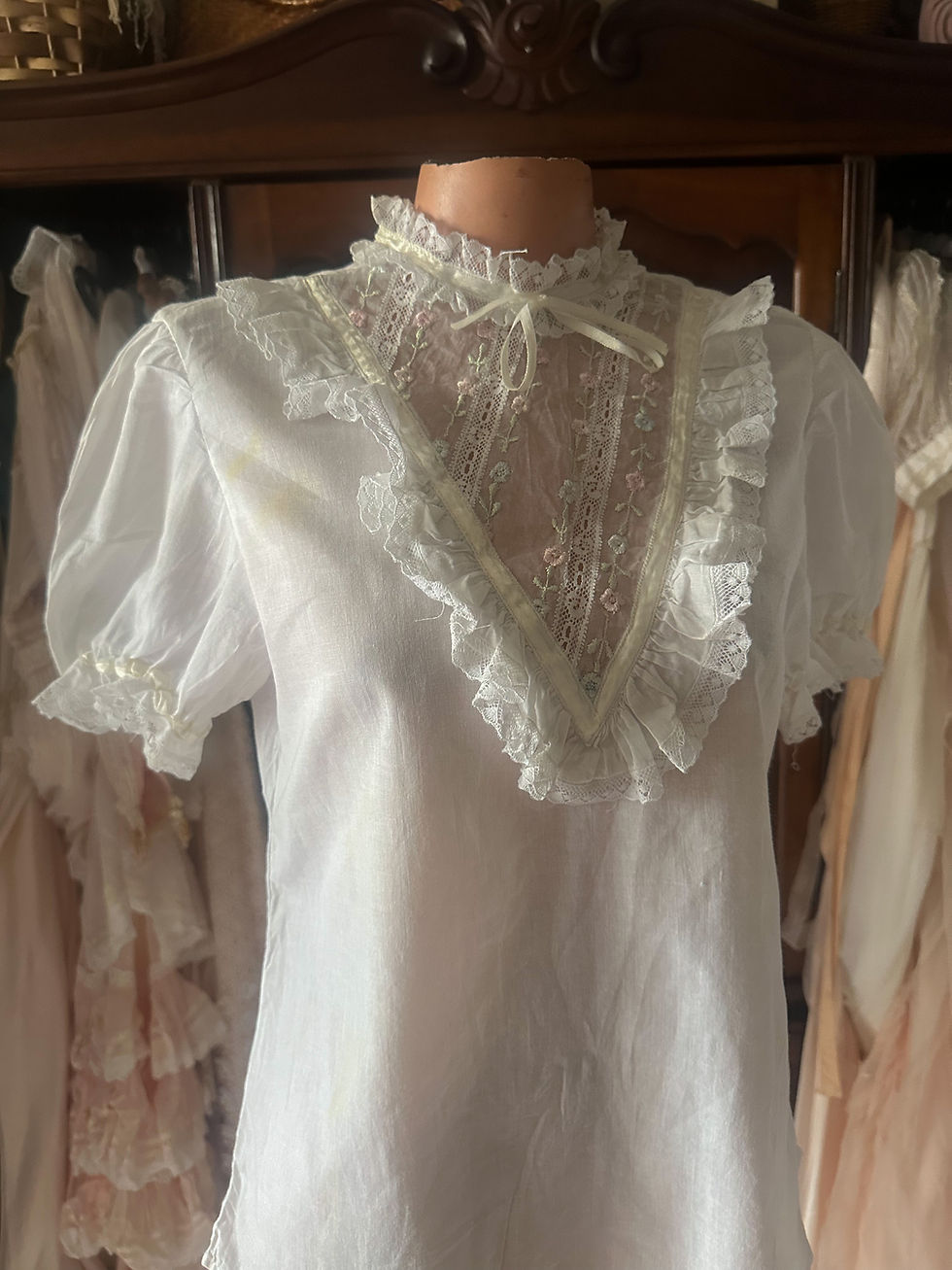 Miniatura: Blusa vintage 1950/60 romântica algodão rendas valencianas 