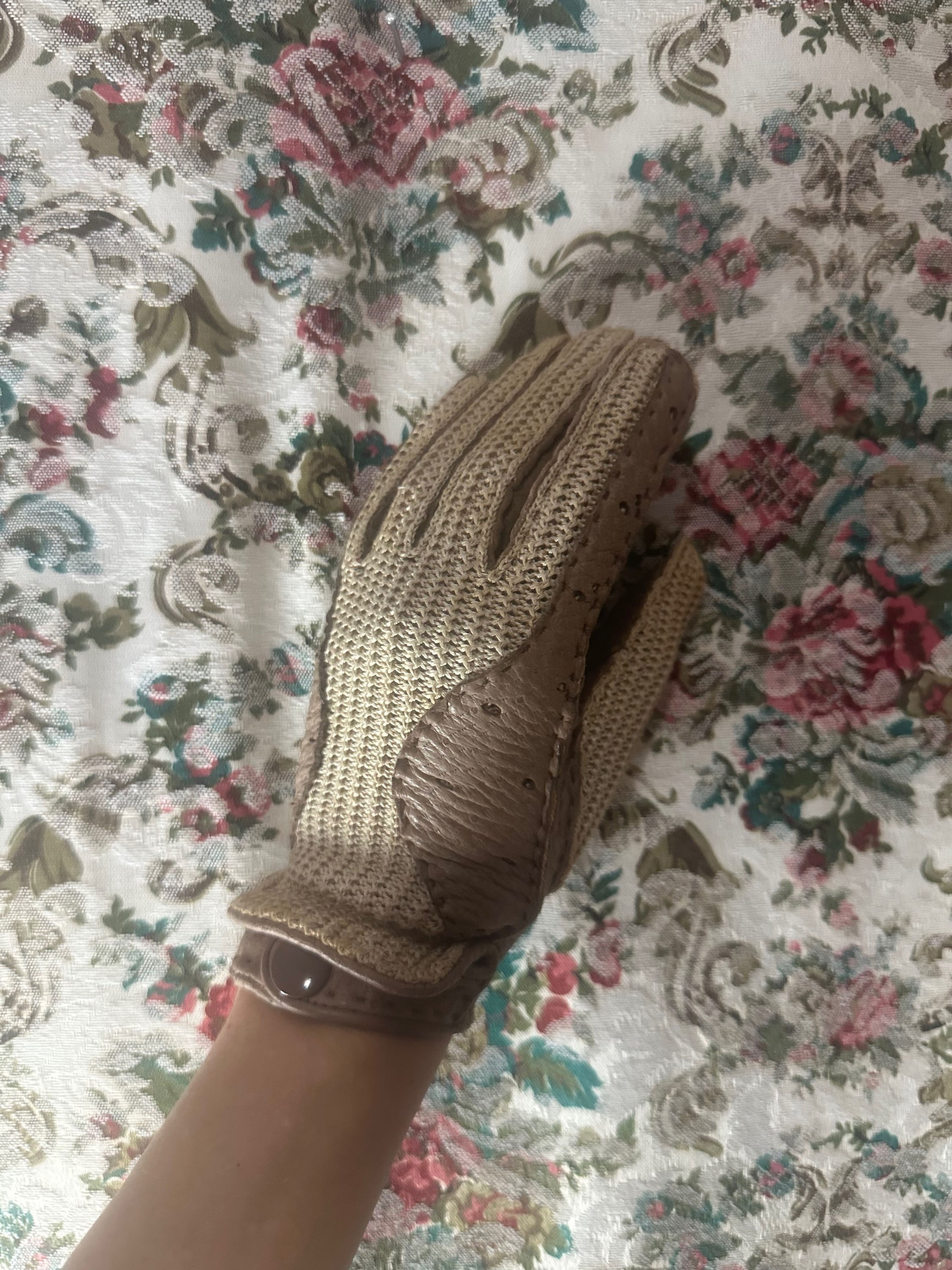 Luvas vintage de couro Europa com tela