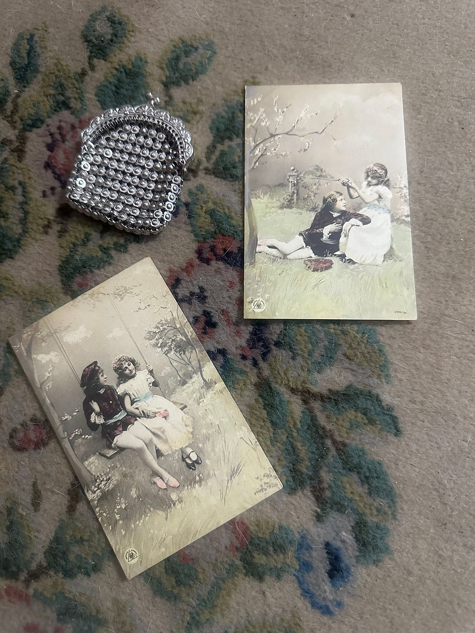 UNITÁRIO: Cartão postal antique casal criança UNITÁRIOS 