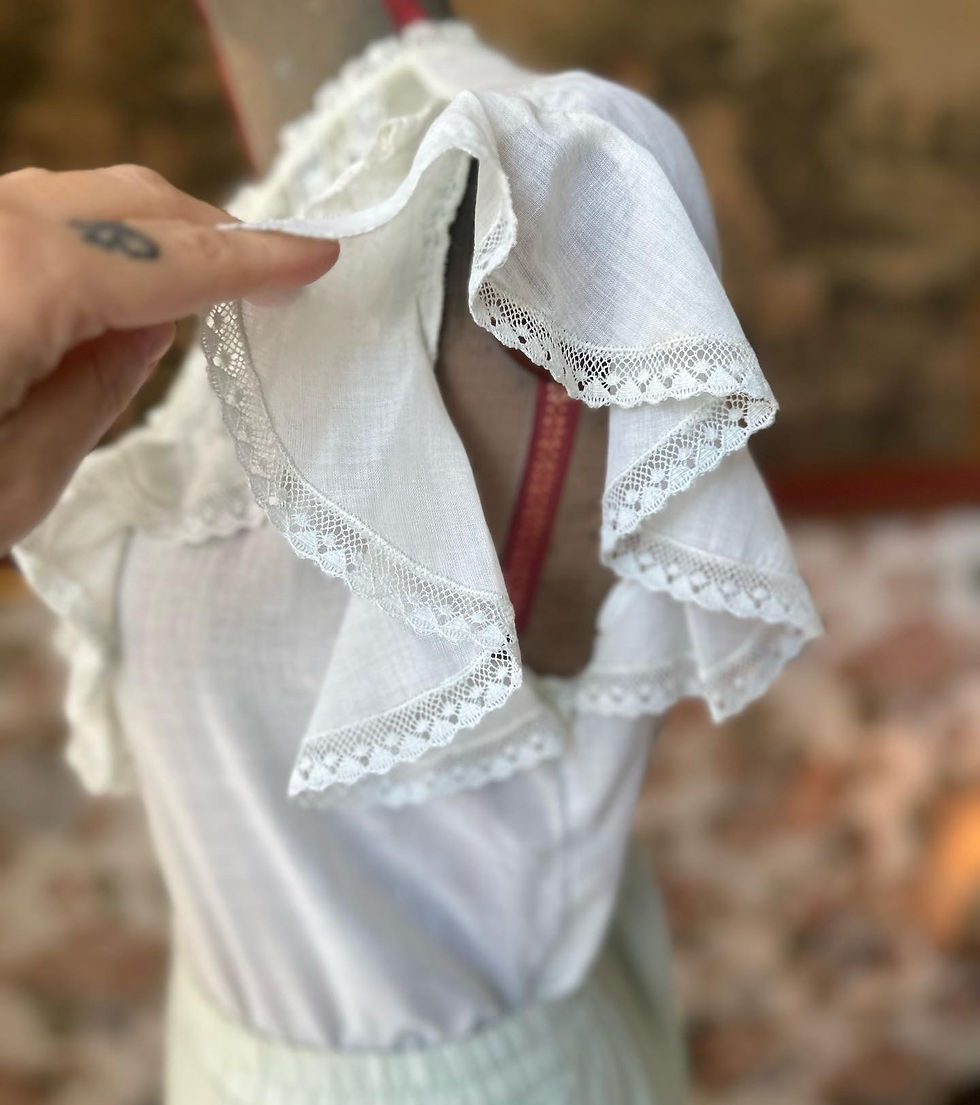Miniatura: Blusa vintage revival era vitoriana babados verde água 