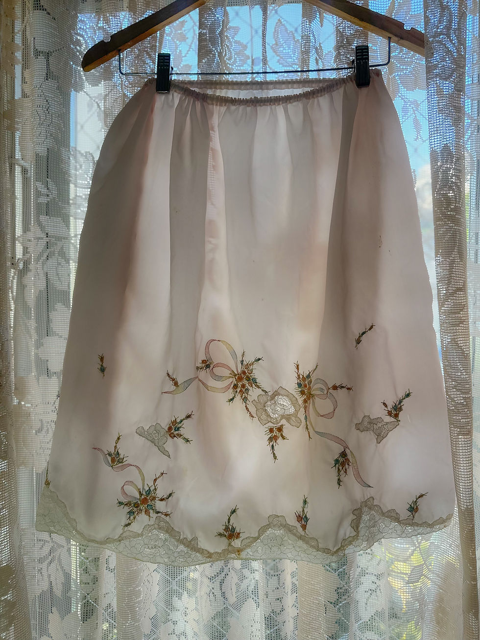 Miniatura: Anágua saia vintage 1950 rendas e bordados flor rococó 