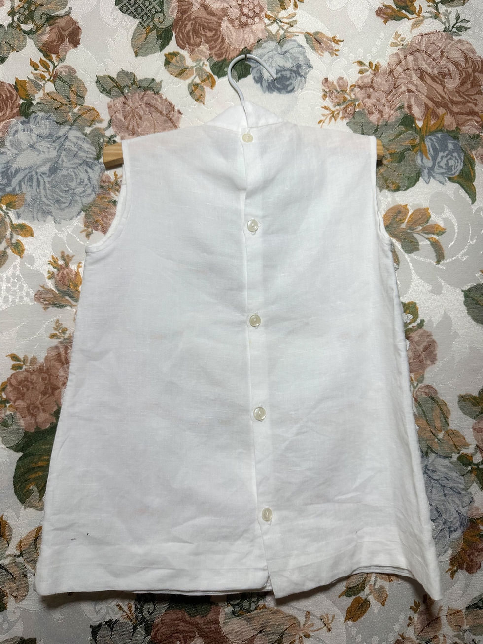 Miniatura: Vestido vintage infantil 1950 linho rendas e flor 