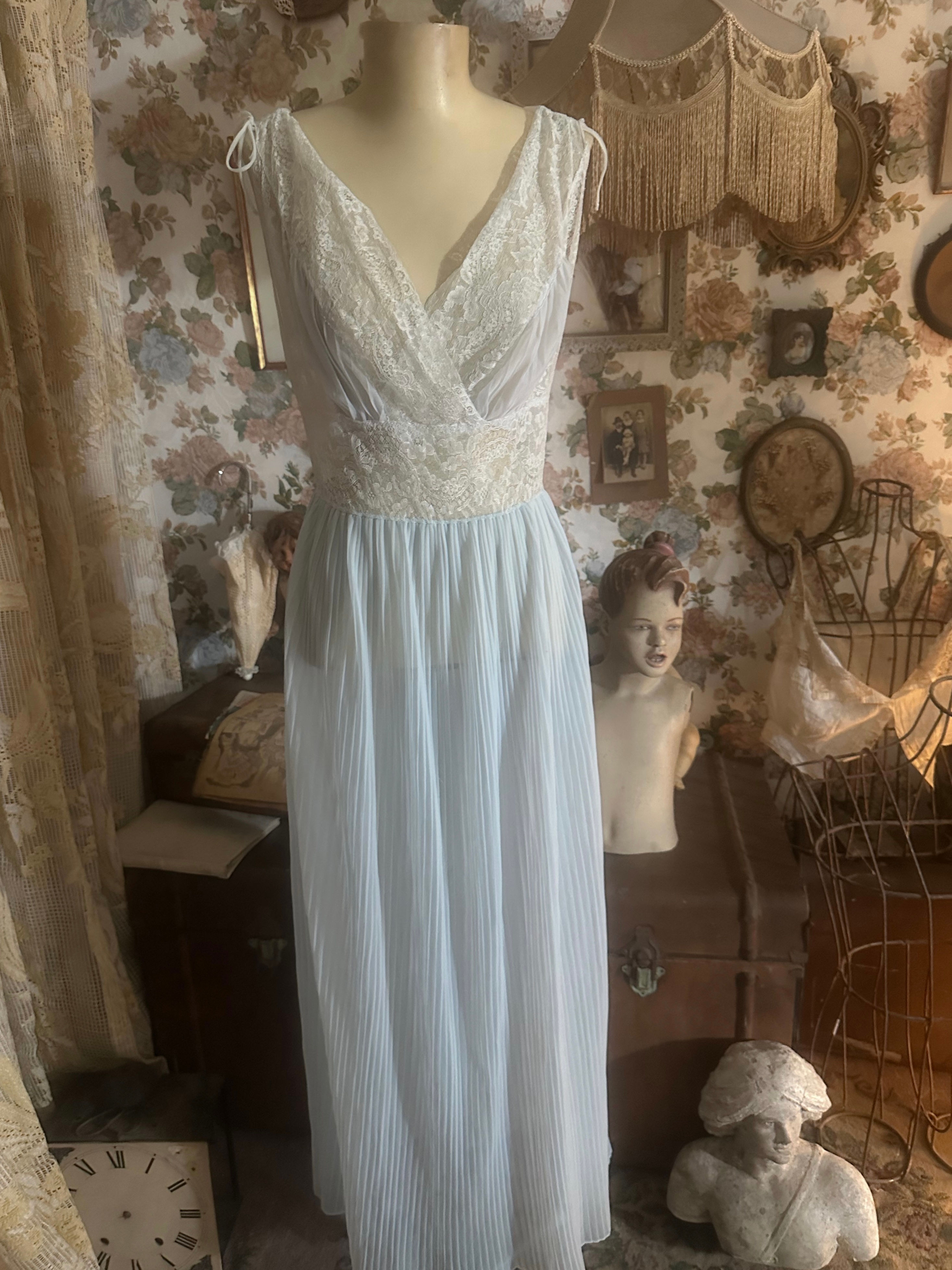 Vestido camisola vintage 1950 plisse