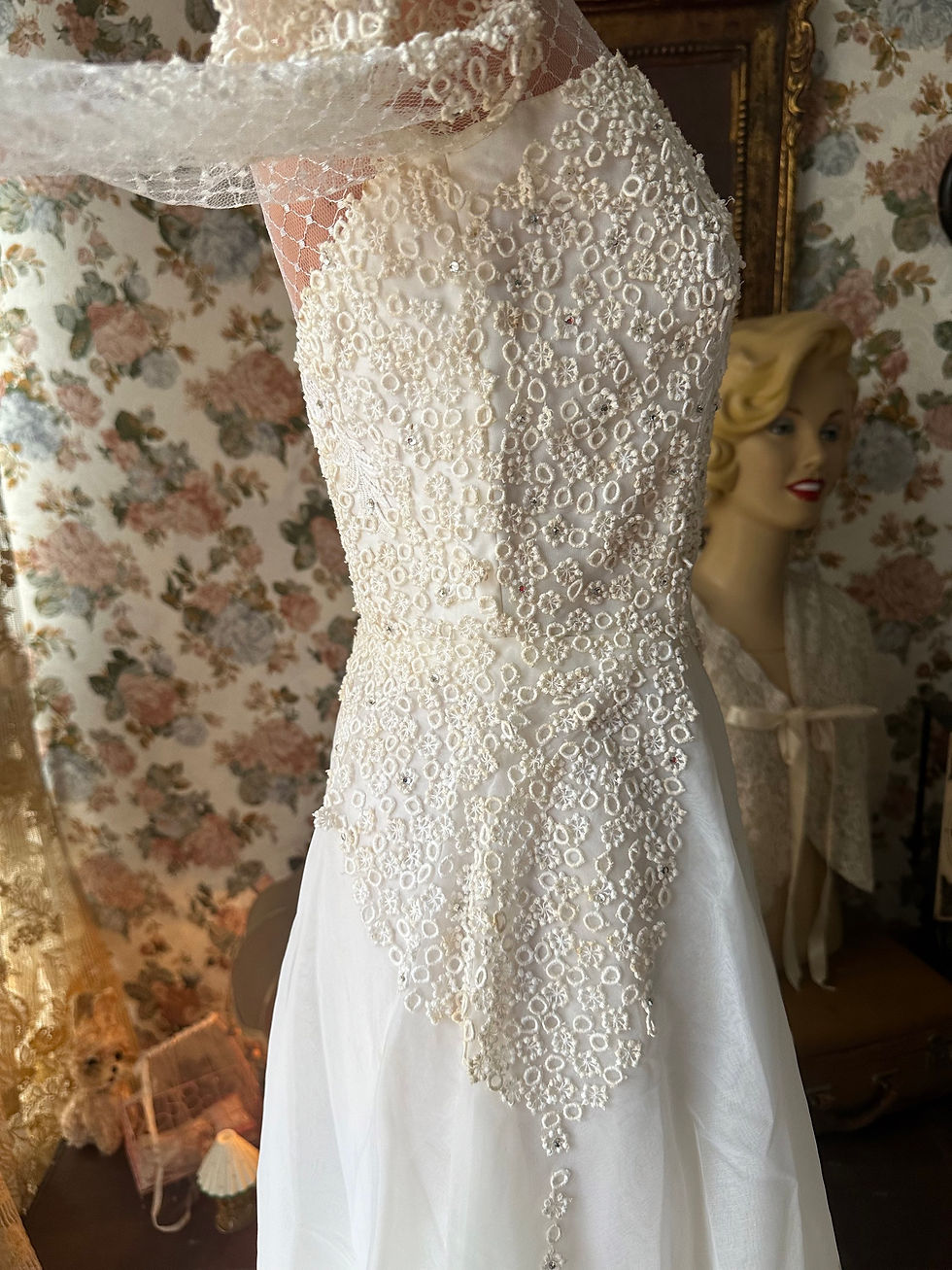 Miniatura: Vestido vintage noiva casamento princesa guipir colar renda 