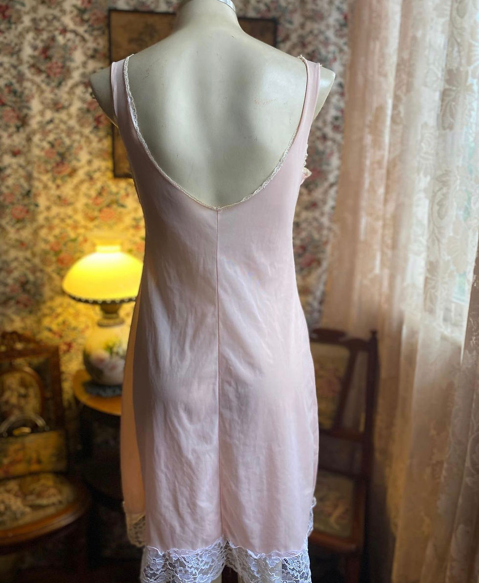 Miniatura: Slip dress anos 40/50 rose bordados 