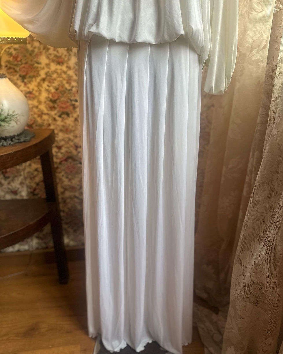 Miniatura: Conjunto vintage vitoriano  disco 70/80 branco coracao