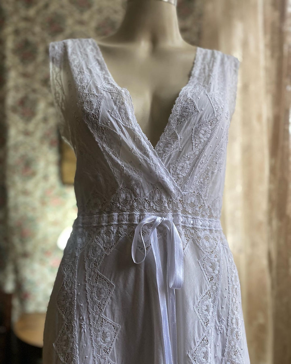 Miniatura: Vestido vintage eduardiano em cambraia e rendas  