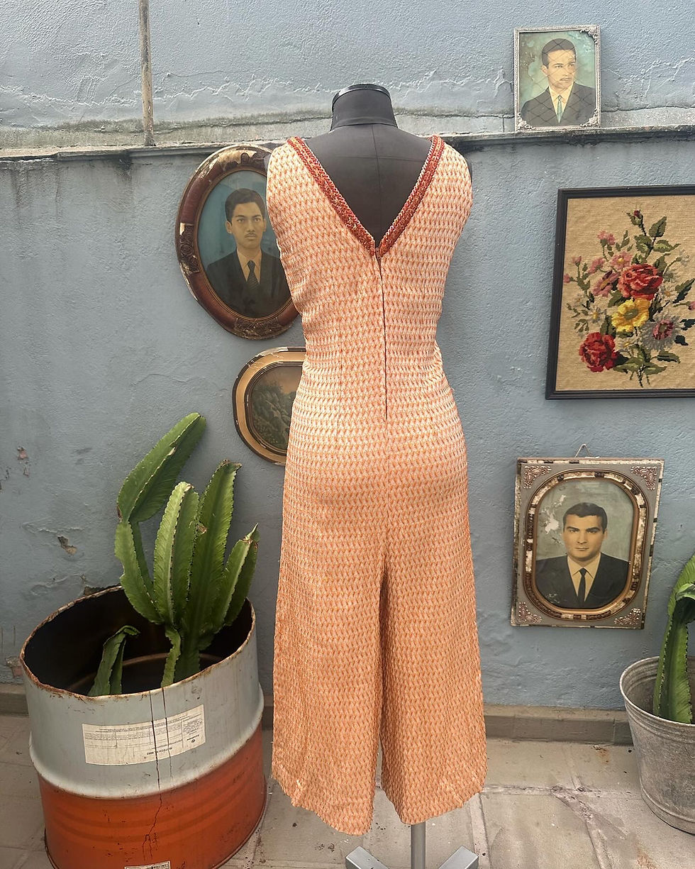 Miniatura: Macacão vintage lurex anos 60 pantacourt pirex laranja 