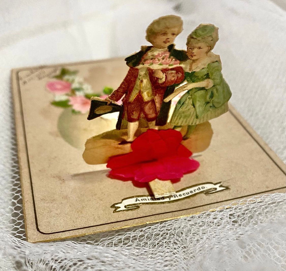 Miniatura: Cartão postal 1904 casal rococó 3D