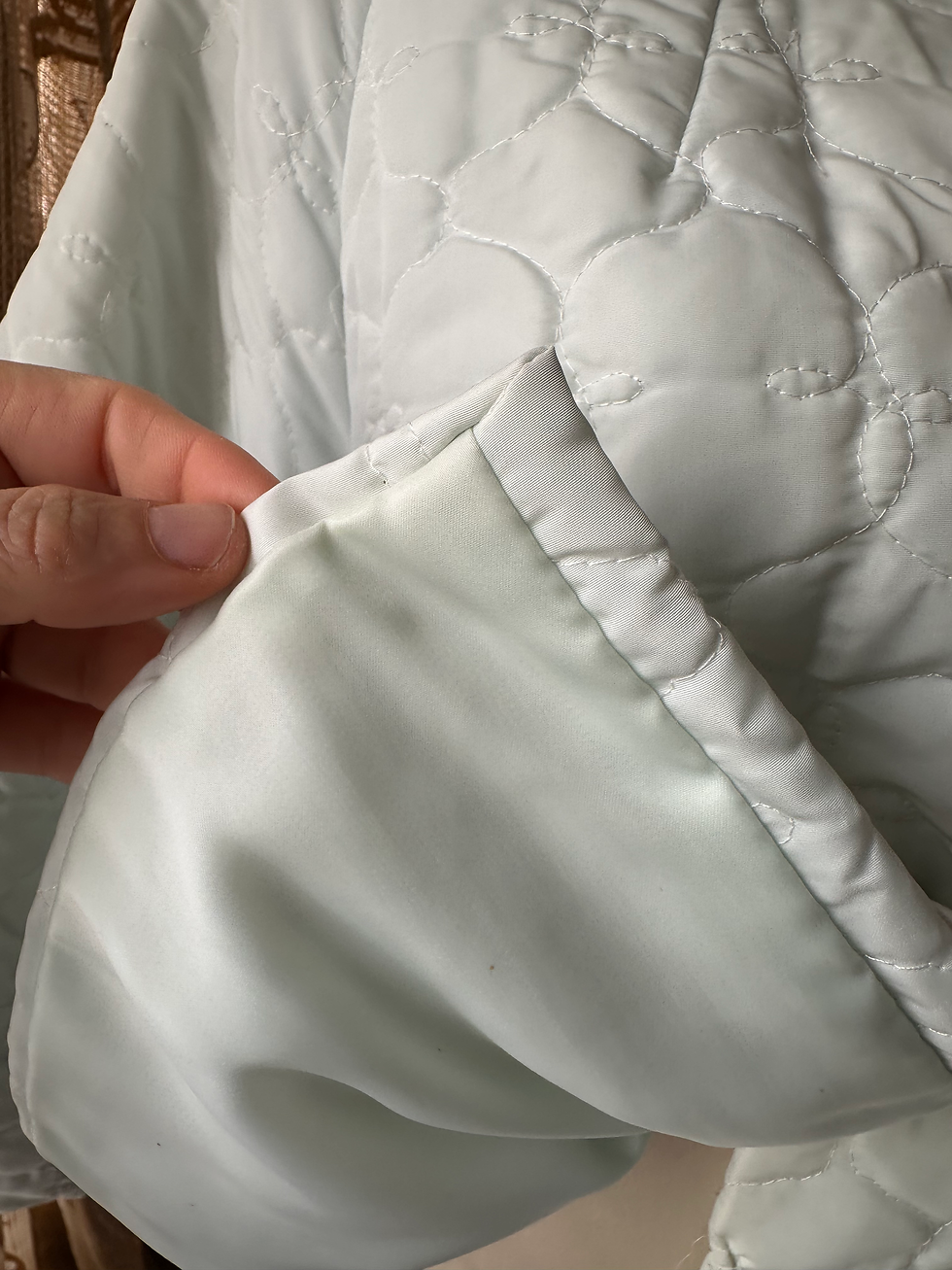 Miniatura: Liseuse bed jacket vintage 1950 EUA matelassê azul clarinho 