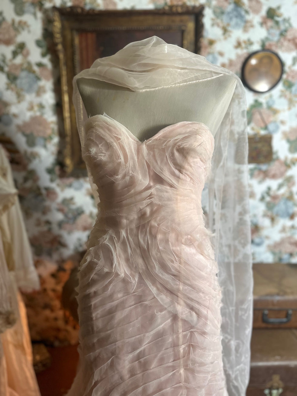 Miniatura: Vestido organza rosa  longo sereia diva Hollywood 