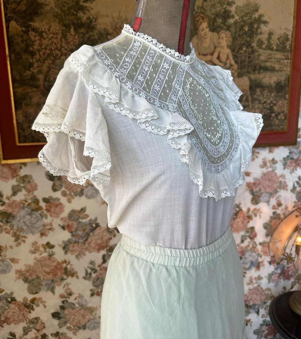Miniatura: Blusa vintage revival era vitoriana babados verde água 