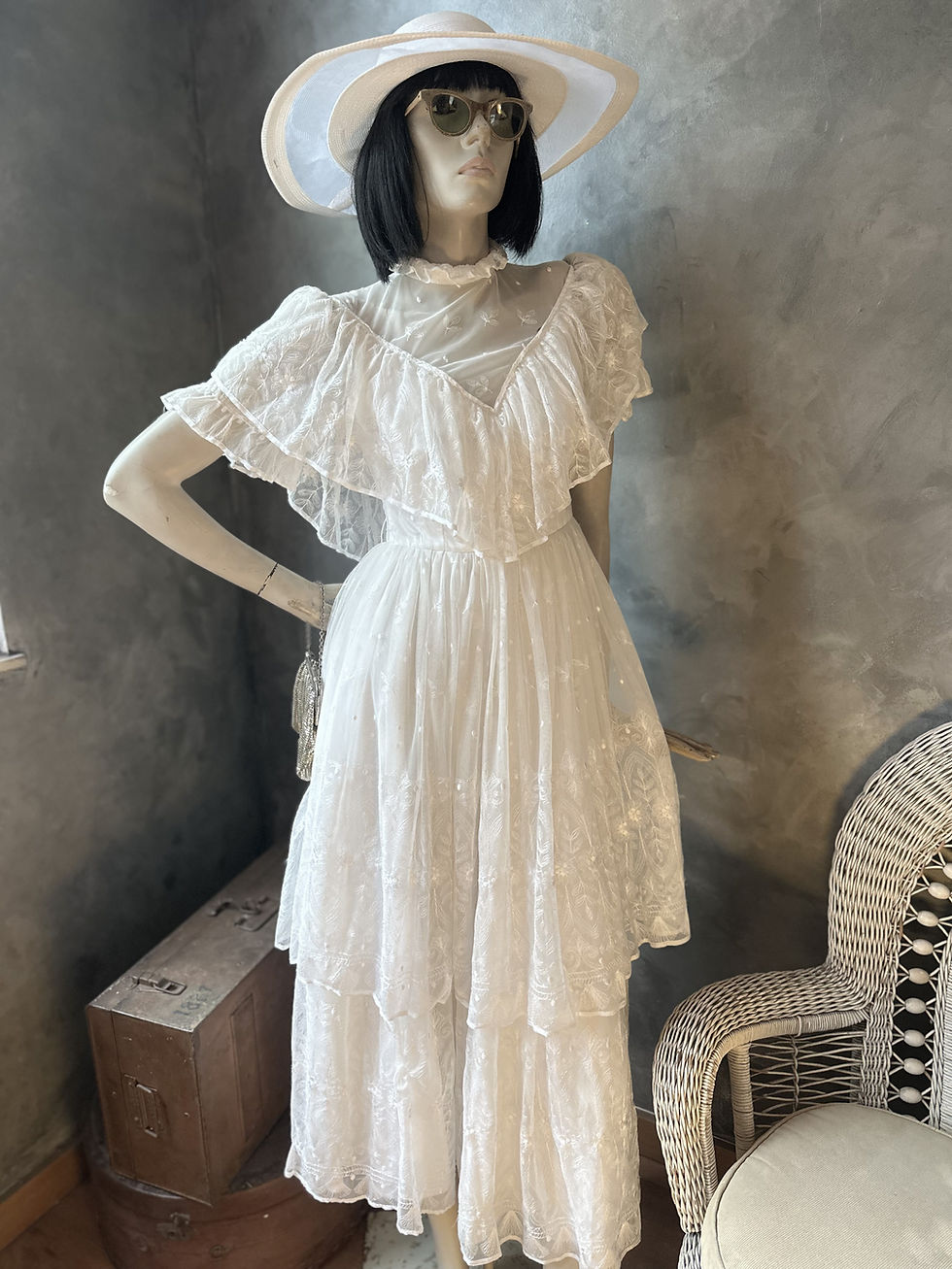 Miniatura: Vestido vintage noiva estilo gunne sax babados 