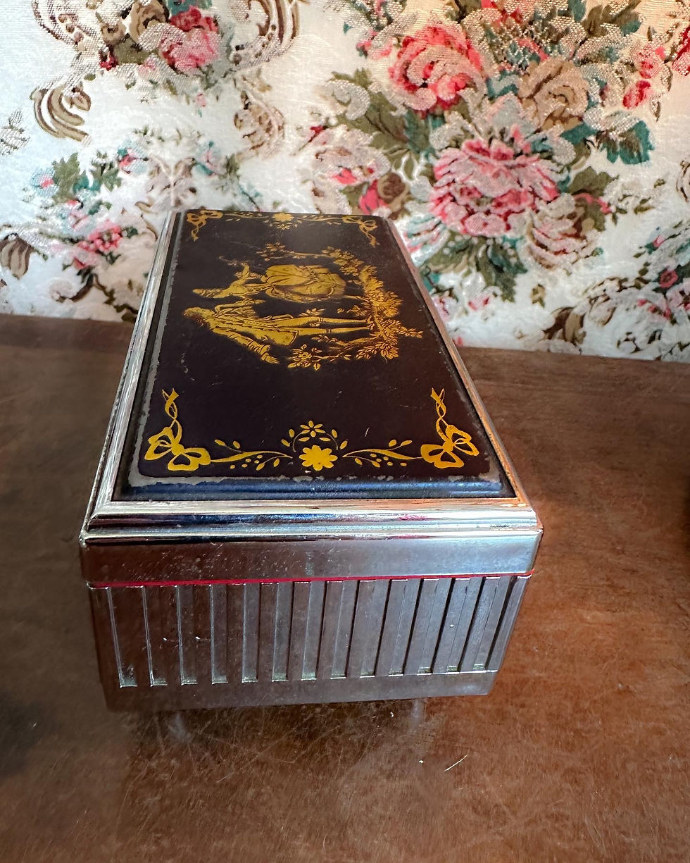 Miniatura: Caixa porta joias musical vintage 1960 baquelite casal rococo  bailarina 