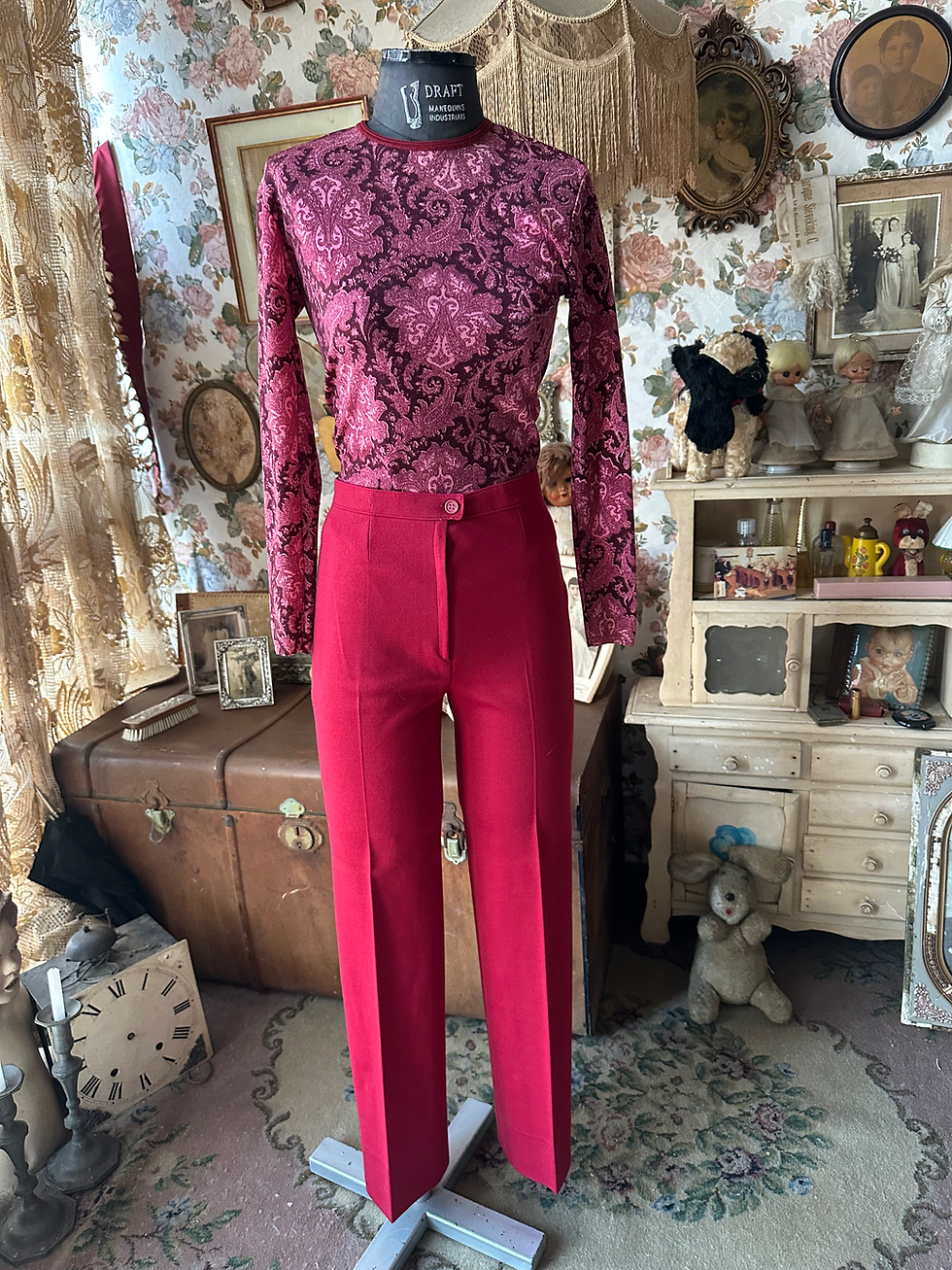 Miniatura: Conjunto vintage calça e paletó 1970 PULL SP@RT vinho 