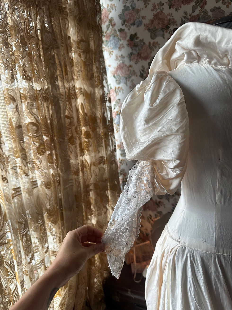 Miniatura: Vestido vintage seda noiva casamento rainha 
