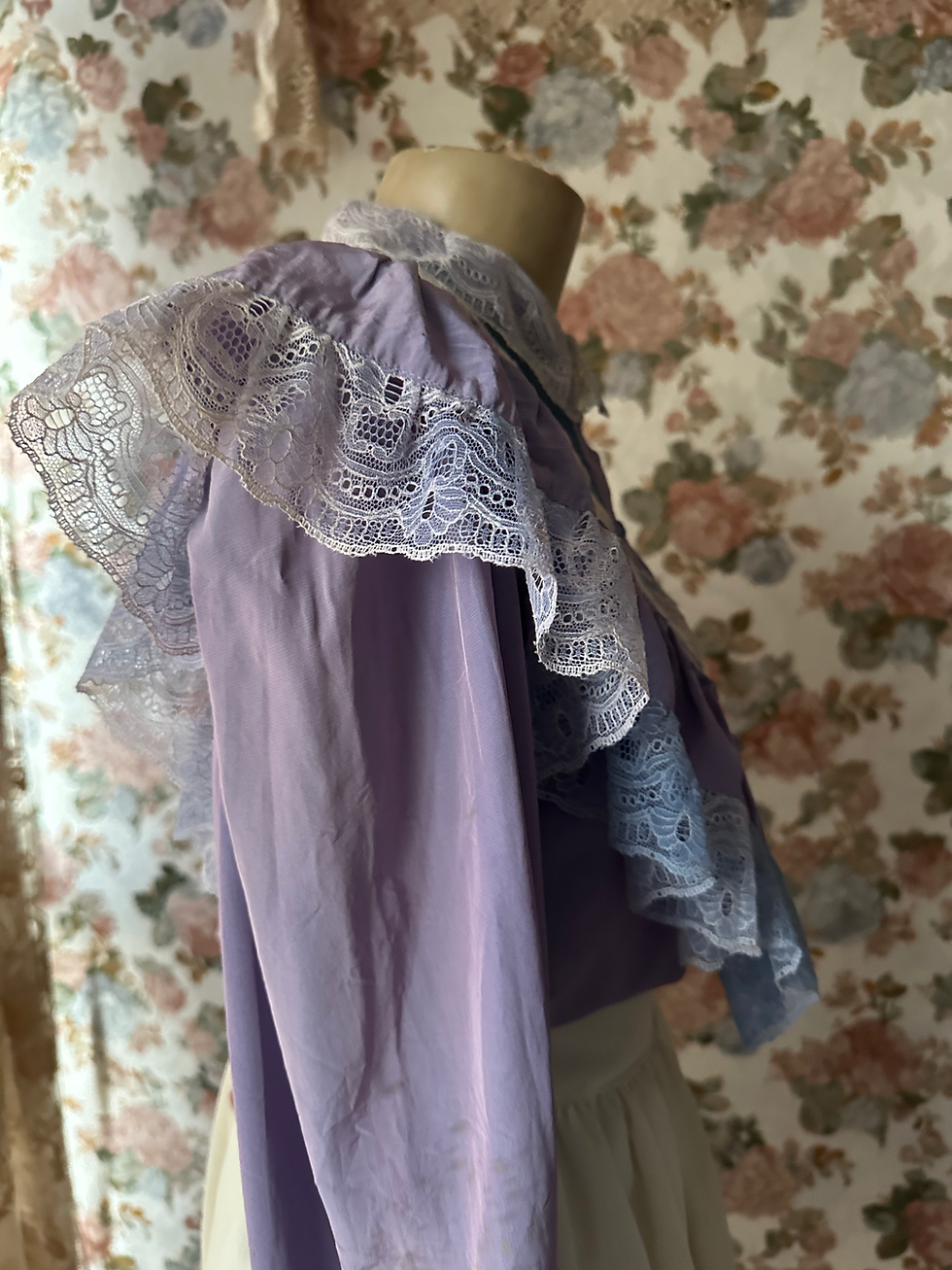 Miniatura: Blusa vintage francesa seda vitoriana rendas 