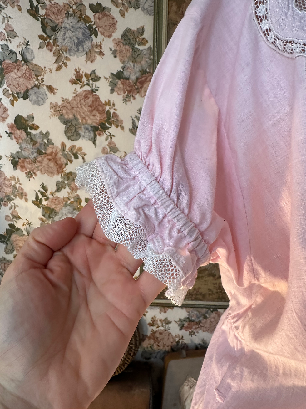 Miniatura: Vestido vintage algodão com bordados richelieu em renda tule