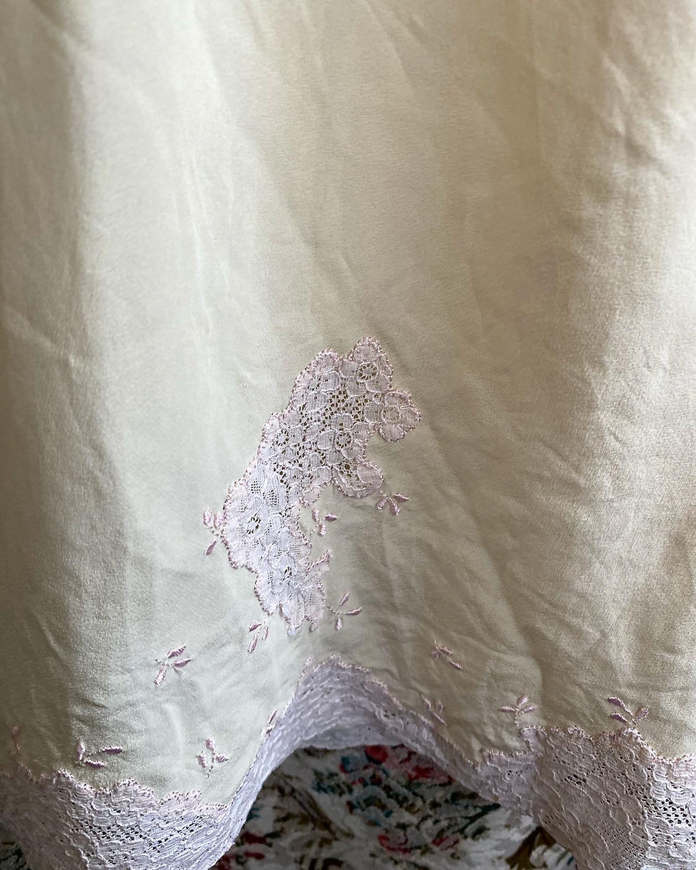 Miniatura: Slip dress camisola anos 40 seda pura rendas francesas 