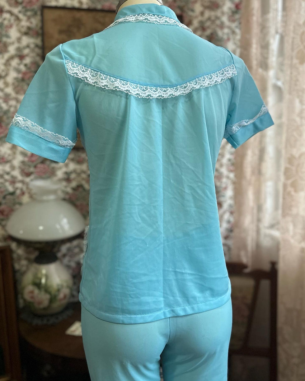 Miniatura: Pijama vintage anos 60 azul e branco