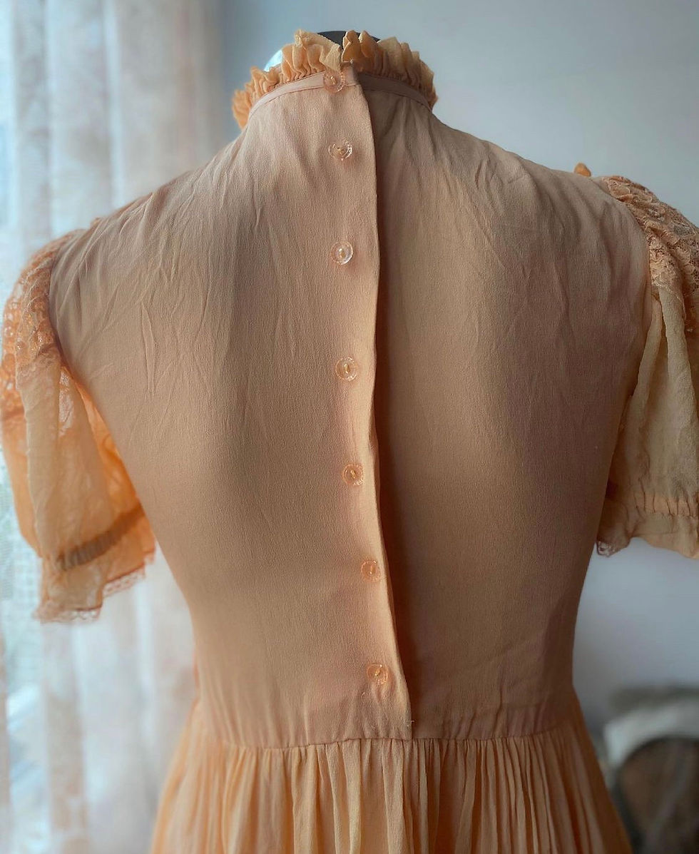 Miniatura: Vestido Vintage vitoriano crepe de seda 