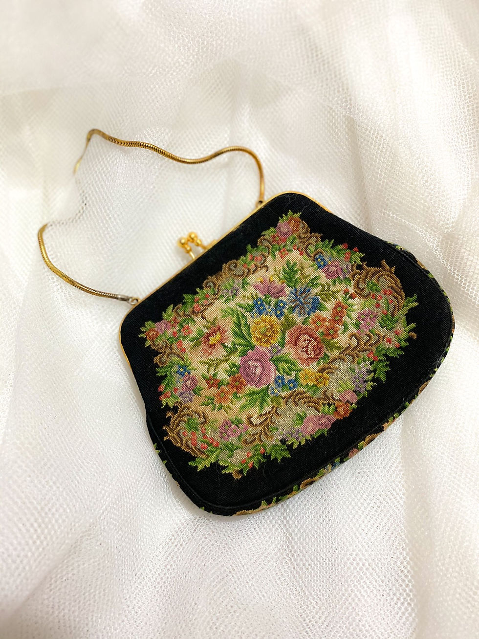Miniatura: Bolsa rosas de gobelin início séc. XX