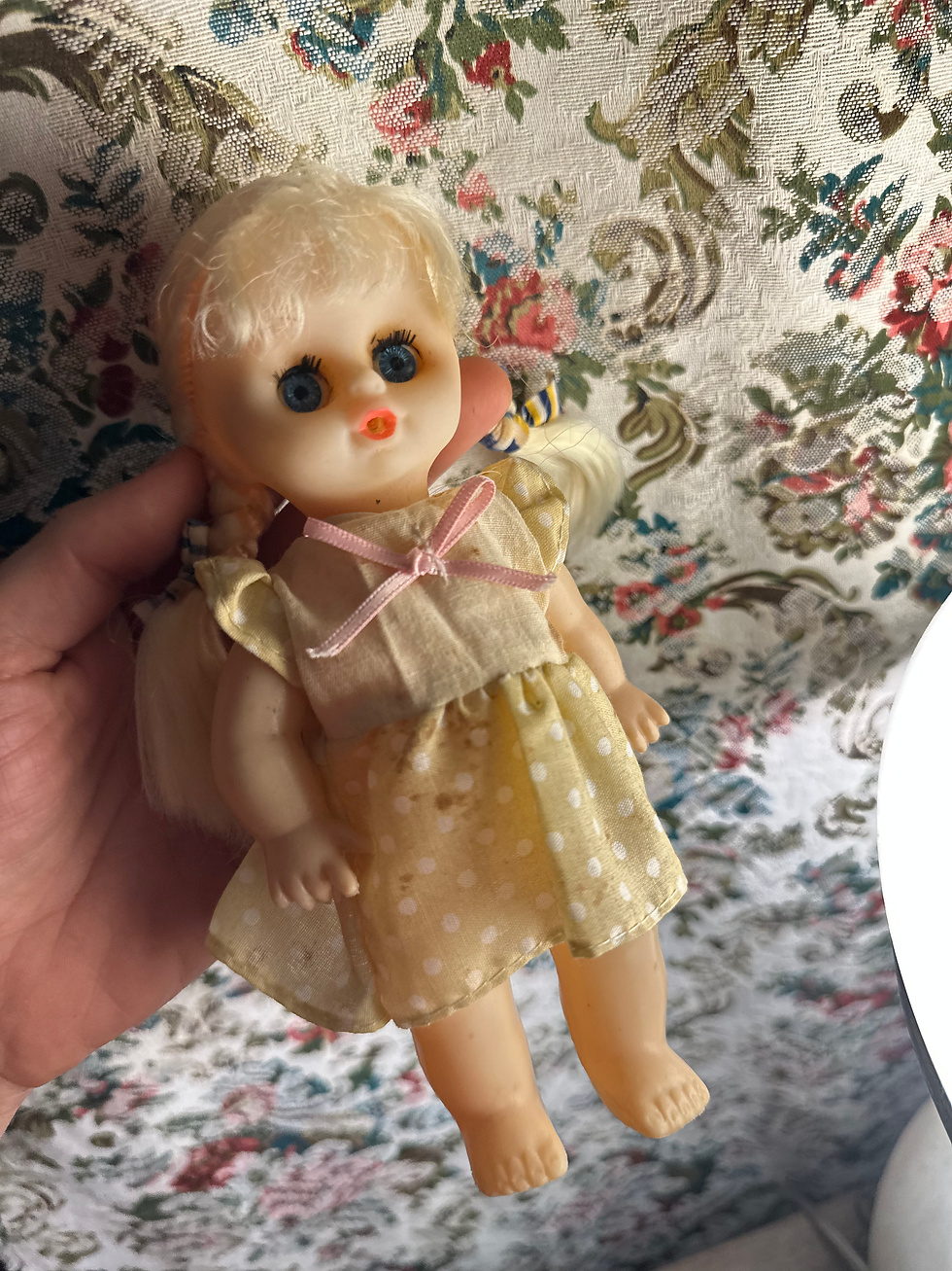 Miniatura: Boneca vintage loira trança olhos que piscam 