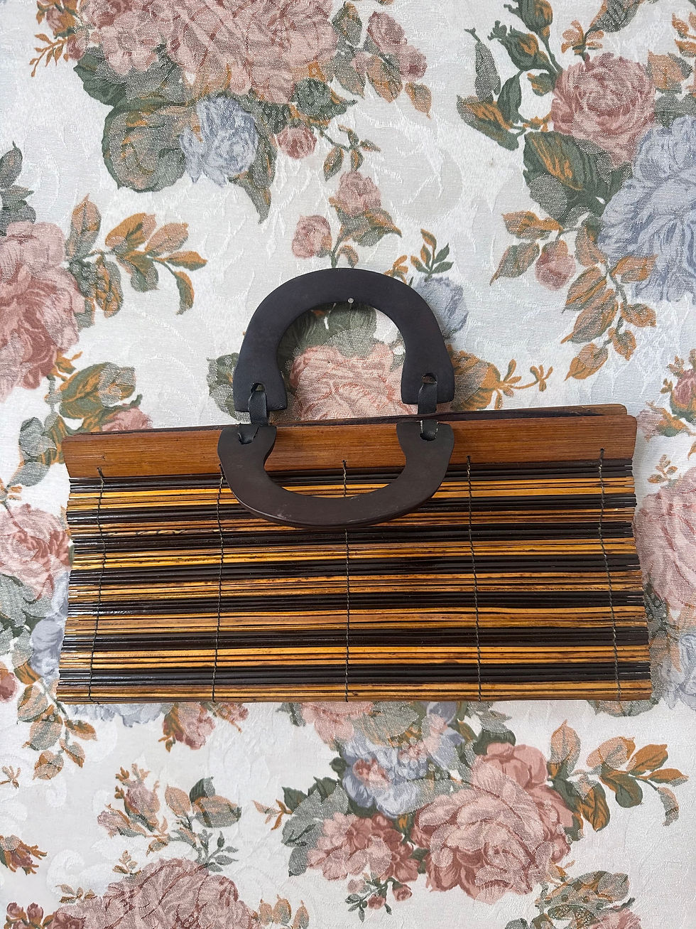Miniatura: Bolsa vintage de bambu escuro e claro 