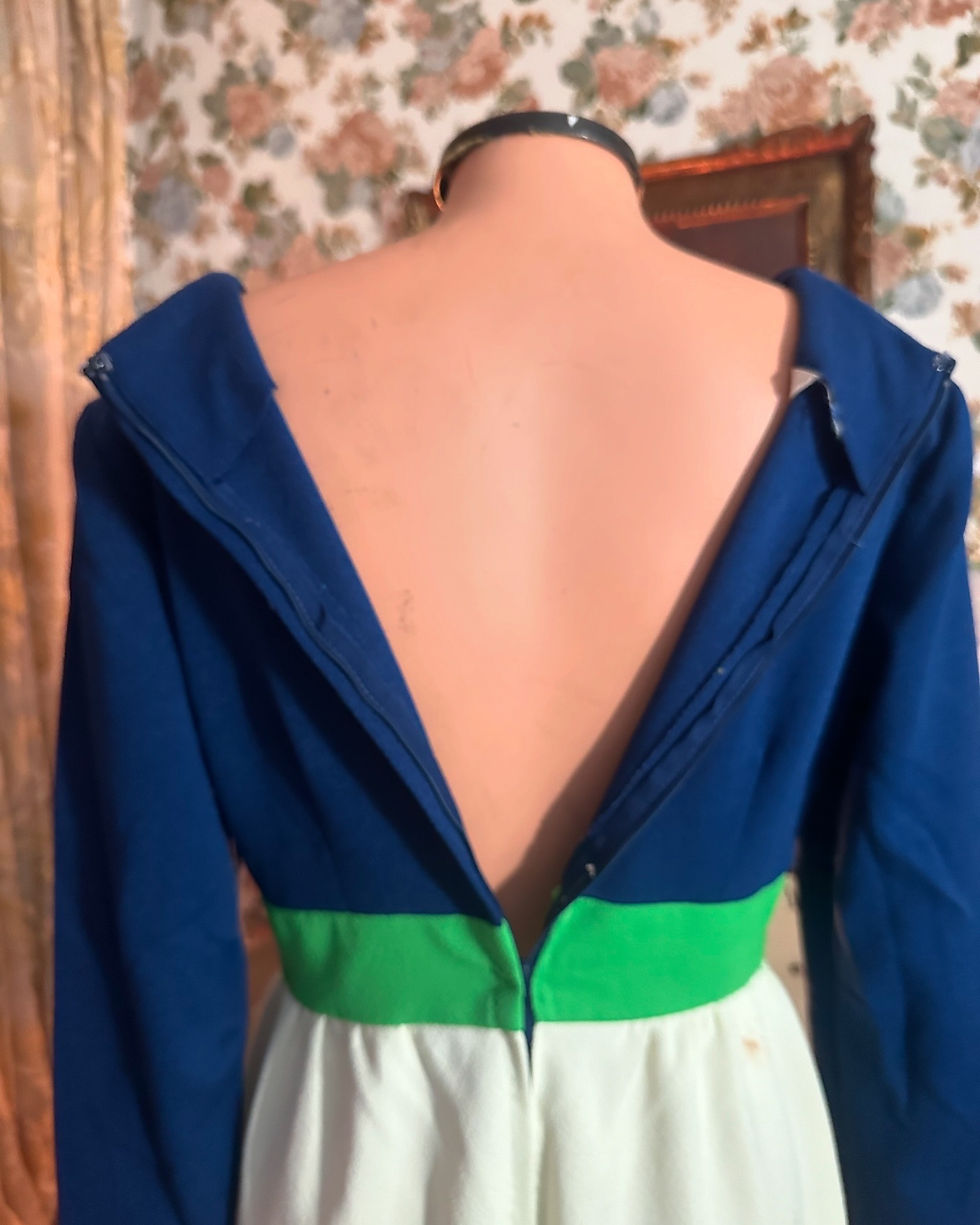 Thumbnail: Vestido vintage americano SE@RS 1970 longo bordados 