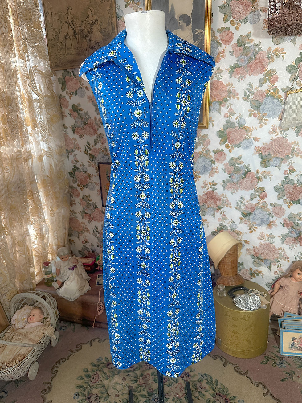 Miniatura: Vestido vintage 1970 KARIB3 estampa Margarida 