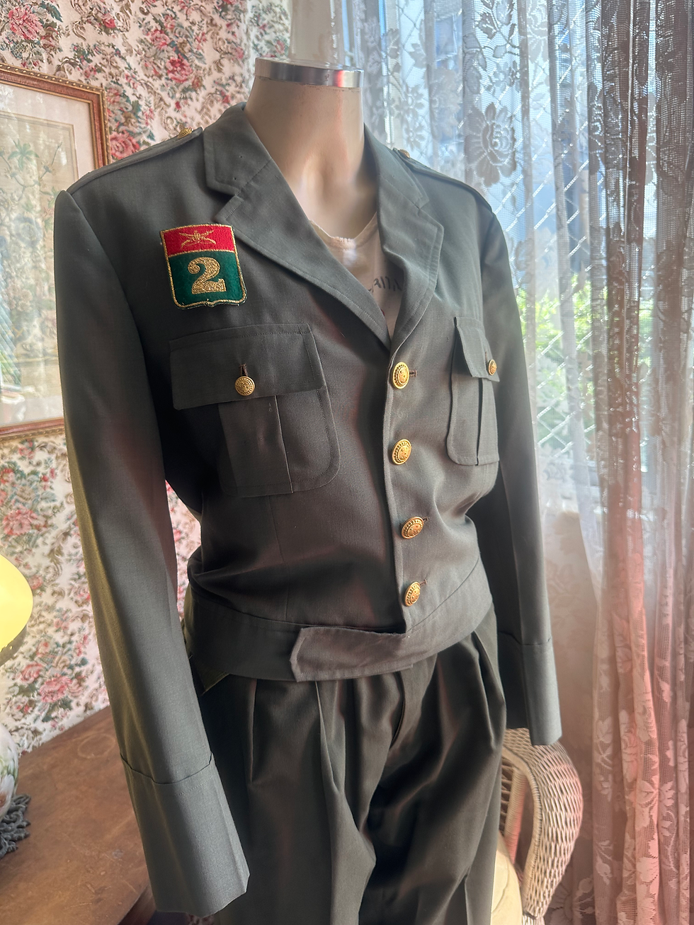 Miniatura: Conjunto uniforme vintage 1970 casaco, calça e cinto exército brasileiro 