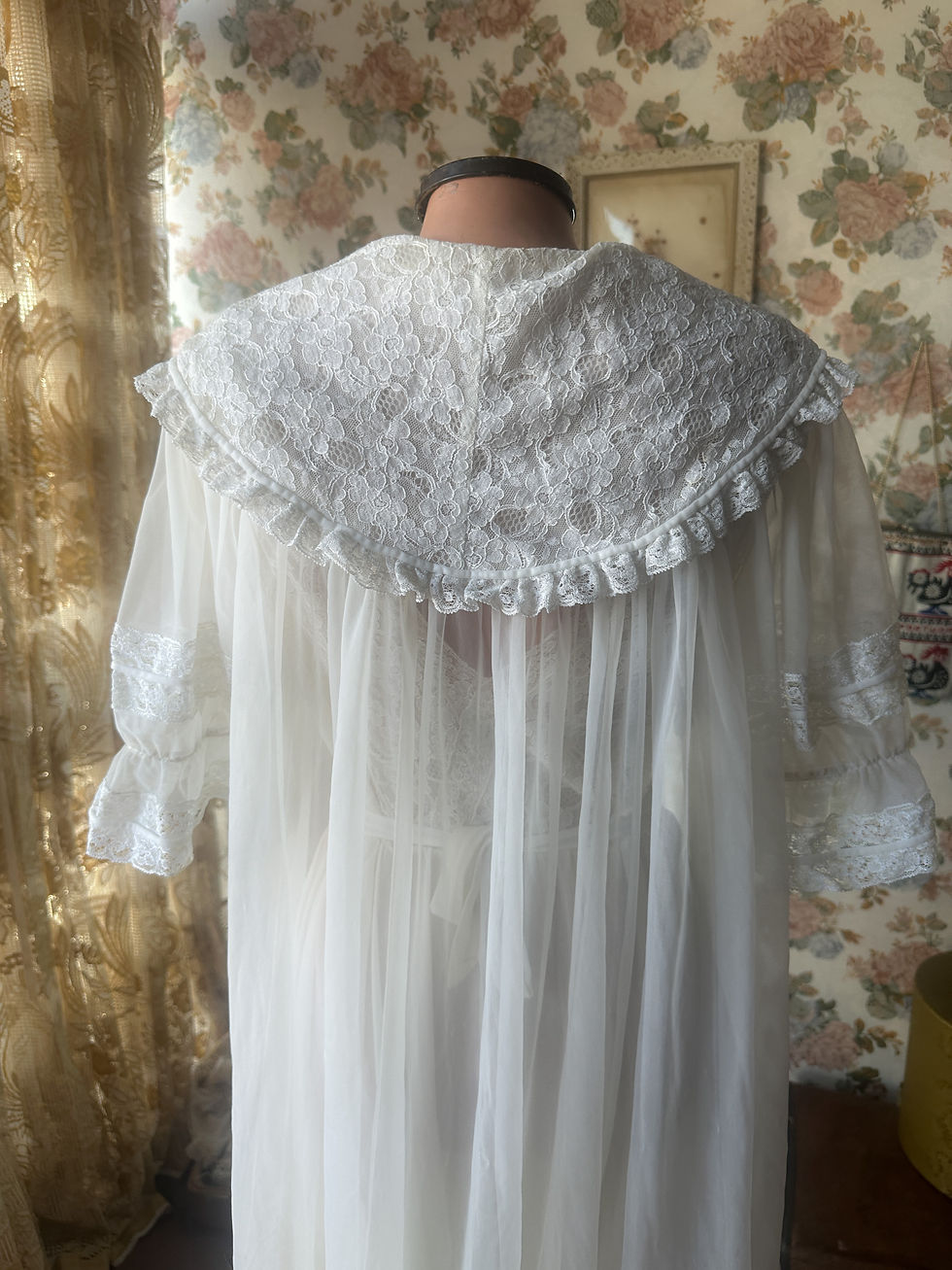Miniatura: Conjunto Peignoir camisola vintage 1950 fluido rendas 