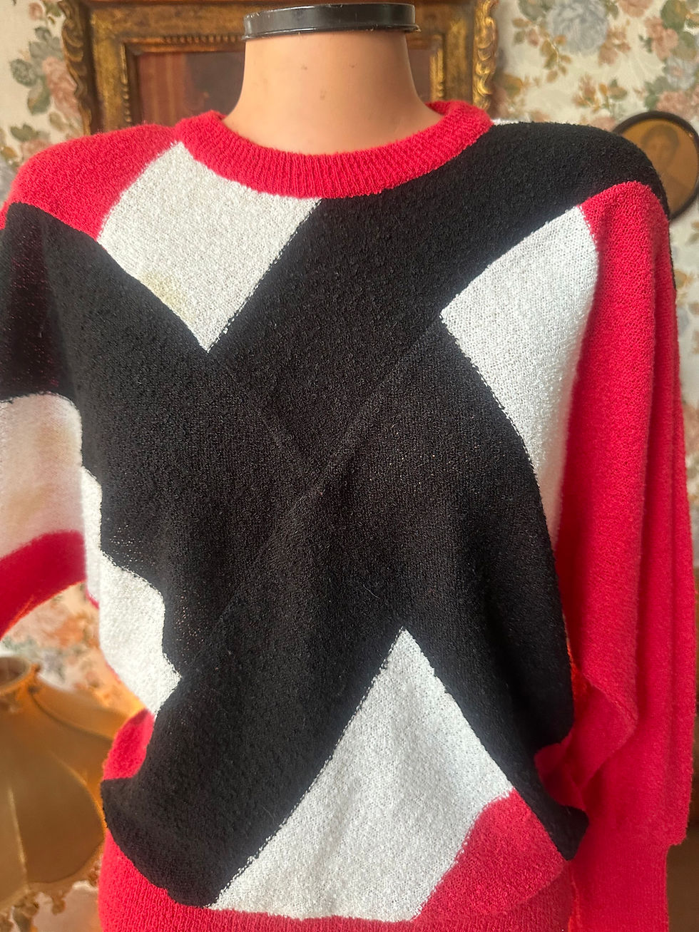 Miniatura: Blusa vintage malha trico atoalhada geometrica 