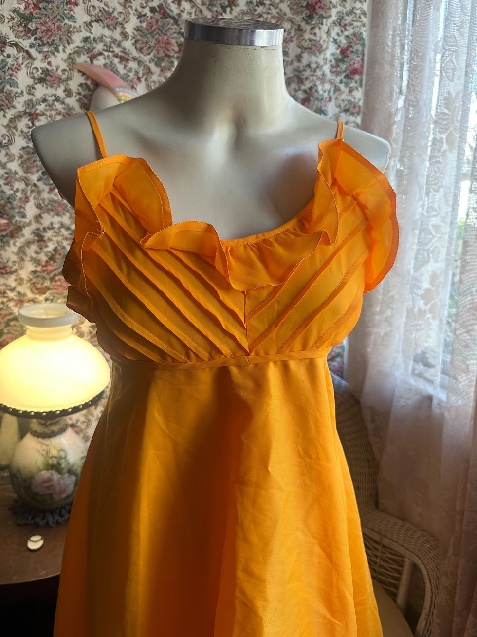 Miniatura: Vestido vintage festa amarelo mostarda 