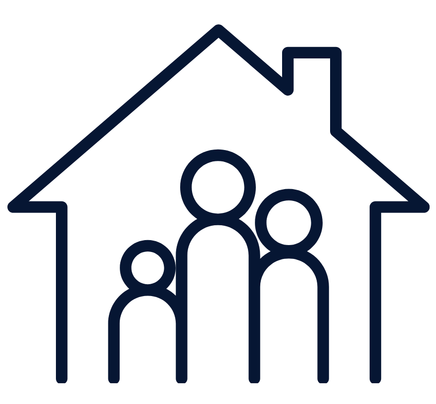 Icon of a family inside a house outline