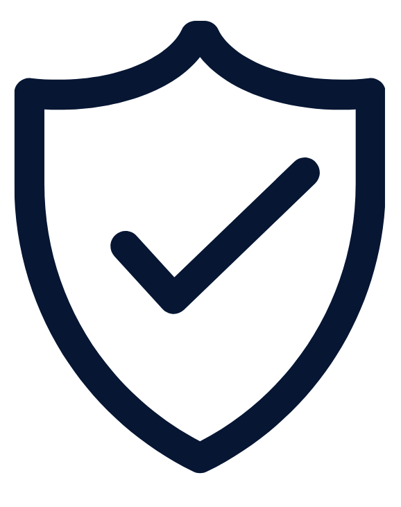 Shield icon with a checkmark representing security