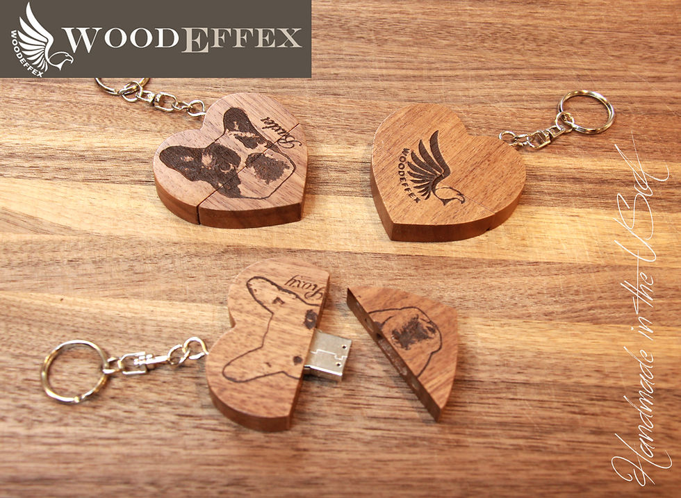 Thumbnail: Personalized USB Flash Drive - Laser Engraved Walnut Heart