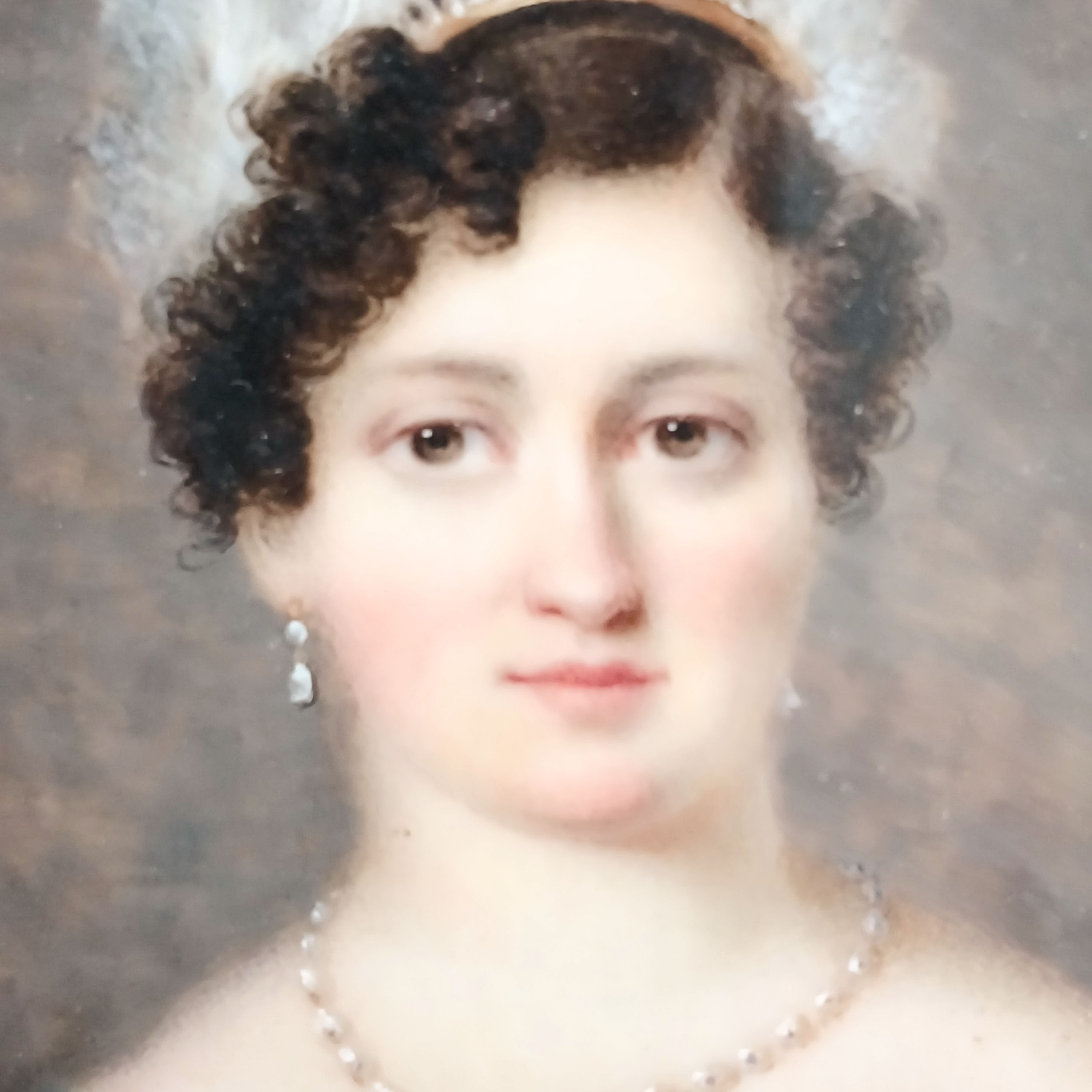 Miniature sur ivoire représentant Caroline Prévost d’Olbreuse,épouse Dailly.1810