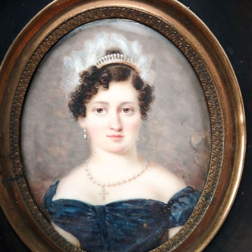 Miniature : Miniature sur ivoire représentant Caroline Prévost d’Olbreuse,épouse Dailly.1810