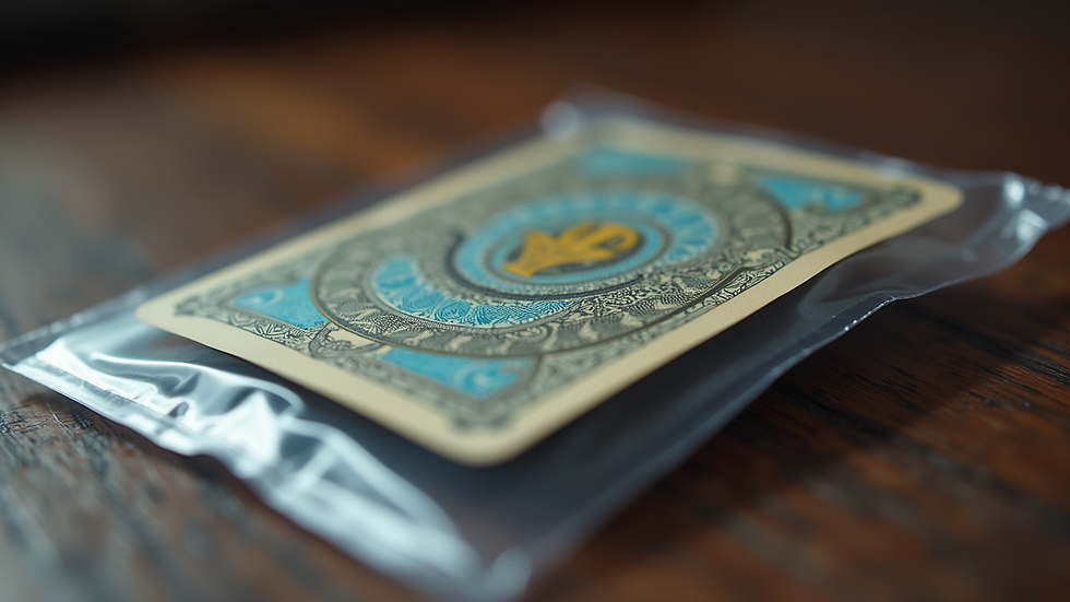 Close-up view of a rare collectible card in protective sleeve