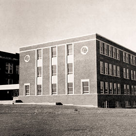 Completed in 1951, the Science Building adjoined Old Main. (Photo from 1951 Pine Tree.)