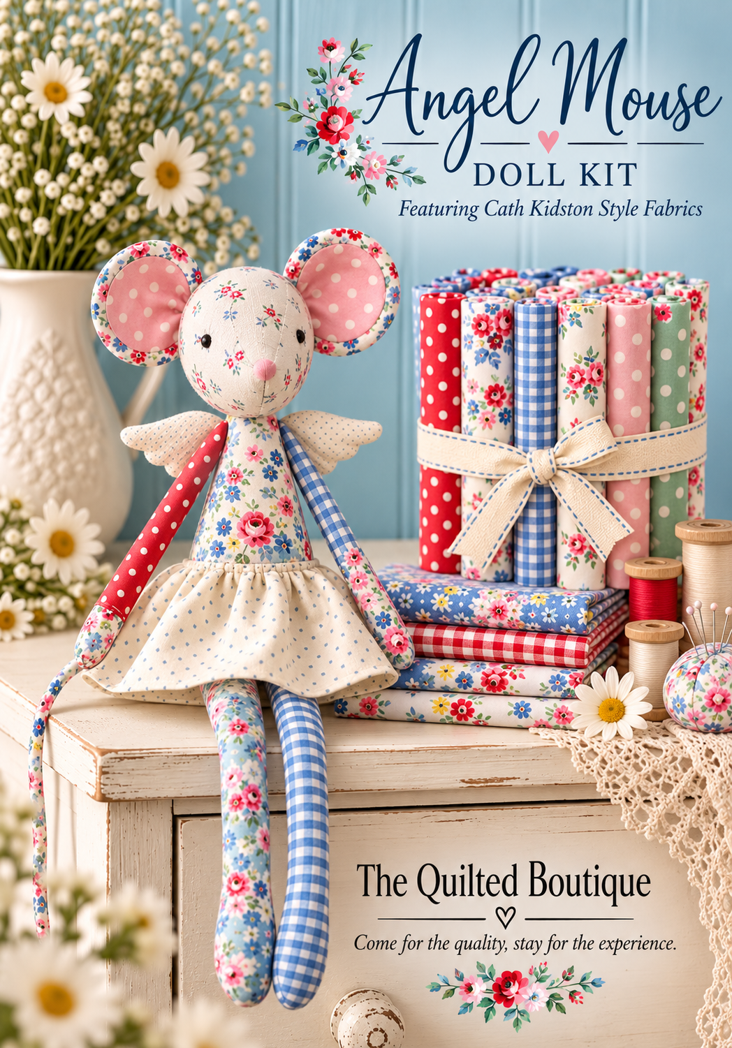 Tilda's Angel Mouse Doll Kit featuring Cath Kidston