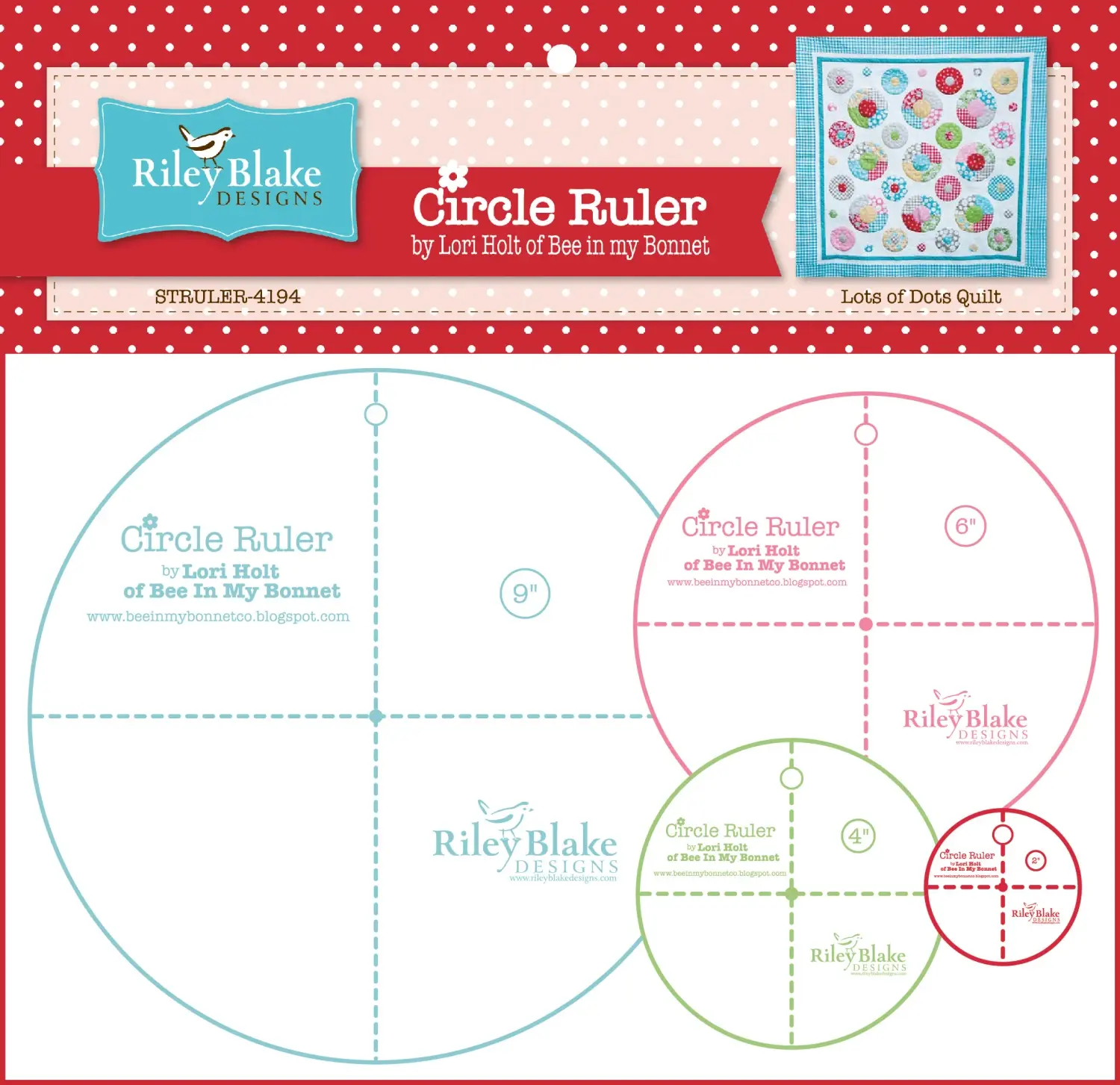  Lori Holt Circle Rulers  4 Piece 