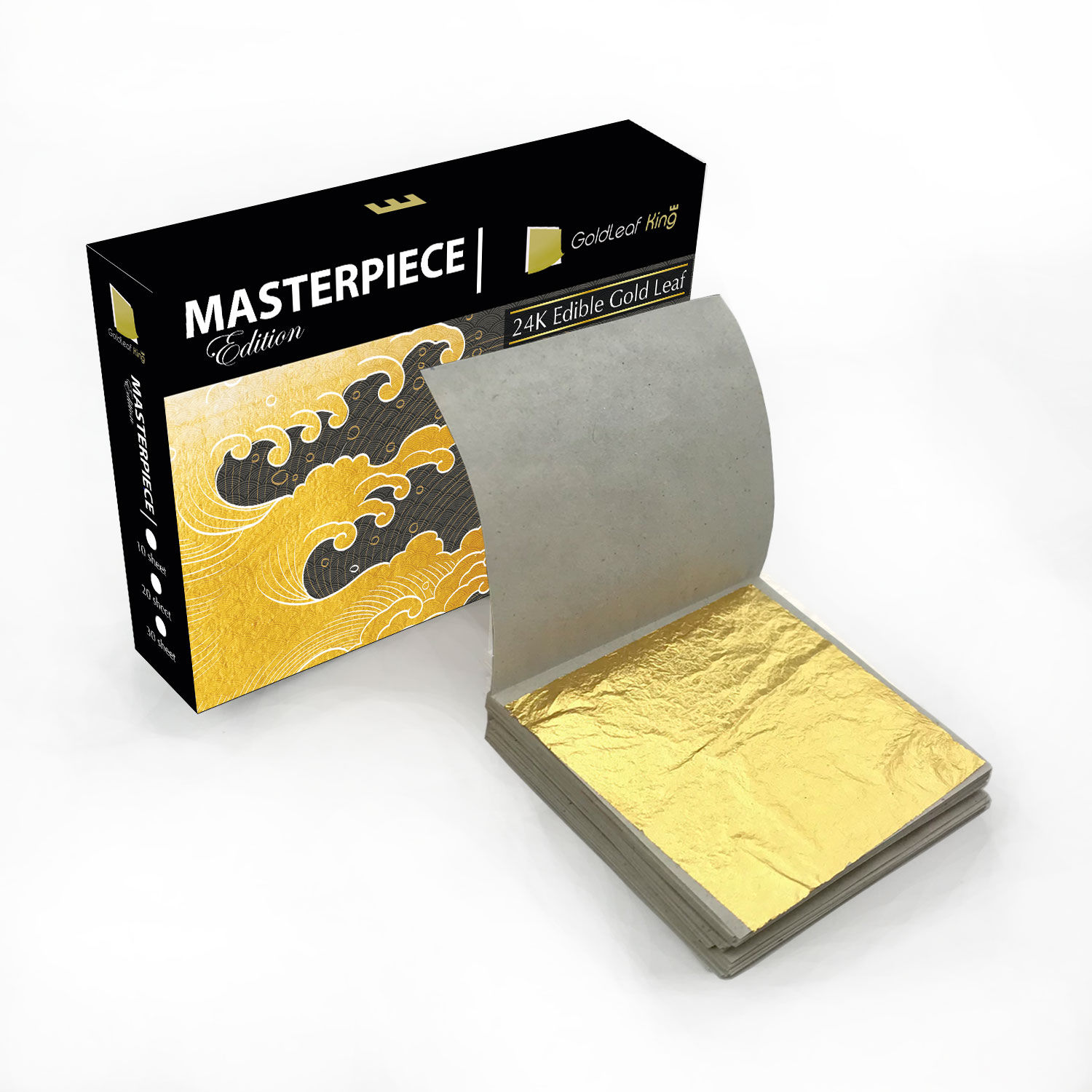 24K Edible Gold Leaf Sheet 99.99% GoldleafKing Masterpiece Edition 30 Sheets