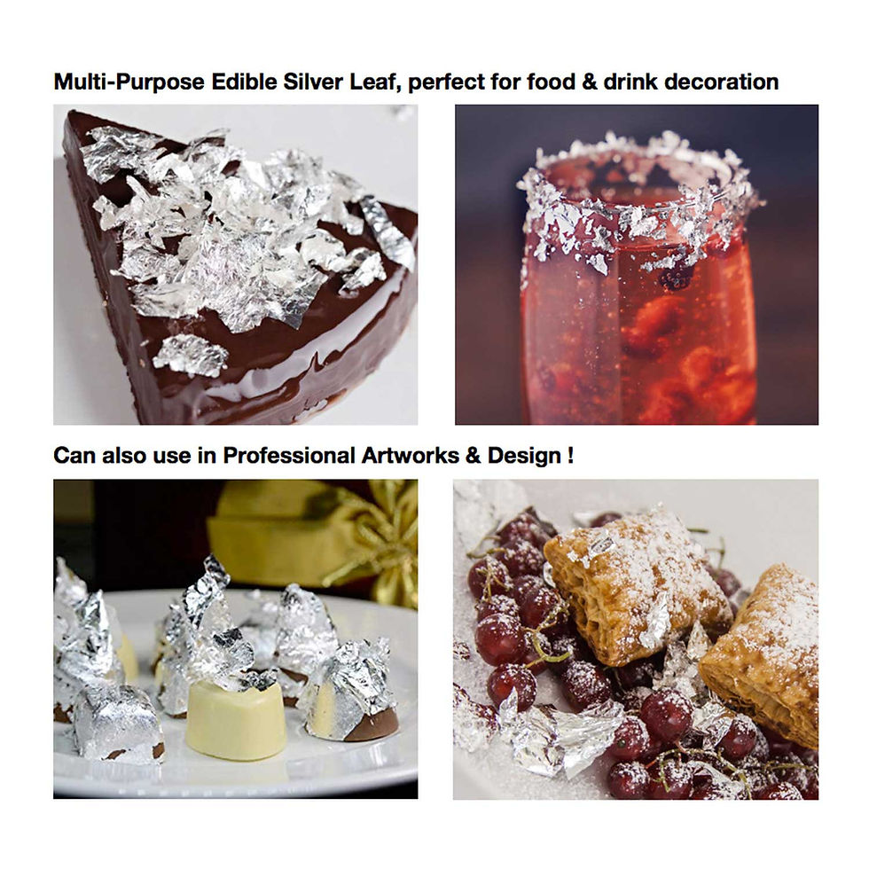 Thumbnail: Edible Silver Leaf Sheets | 30 Sheets - 2.0 x 2.0 inches for Food Cake Chocolate