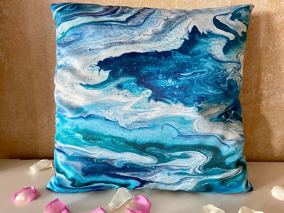 Thumbnail: Fluid Art - Ocean Vibes- Pillow -Kissen - 40 x 40 cm