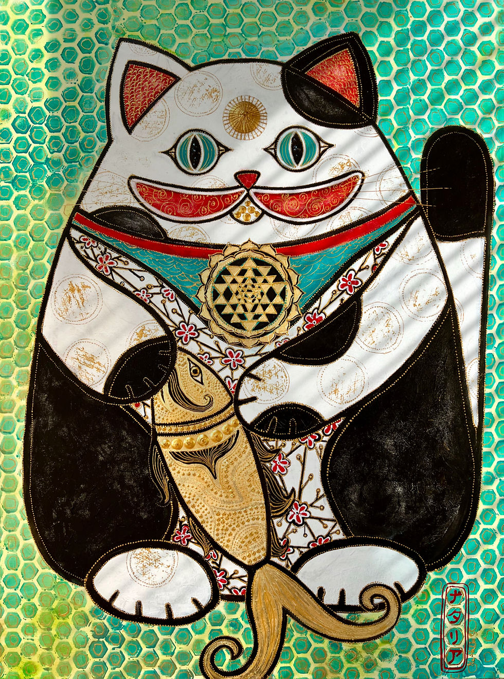 Katze, cat, ar,t  maneki Neko,  zen, Kunst, Natalia Schäfer